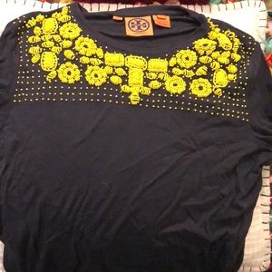 Tory Burch yellow beaded shirt
